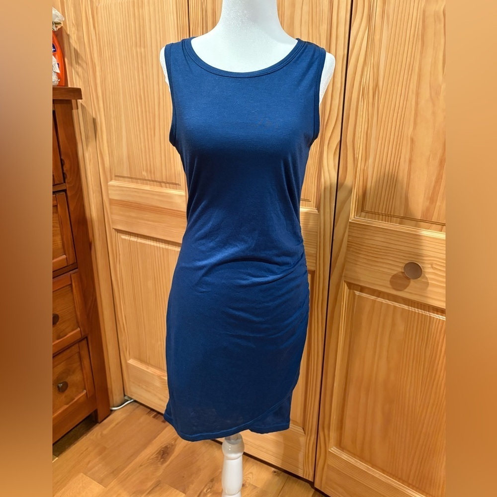 BTFBM Women's Sleeveless Tank
Bodycon Ruched Short Dress Crew
Neck Blue